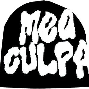 New 2024 Y2K Black MEA CULPA Beanie Black Beanies Soft Hat Skull Cap